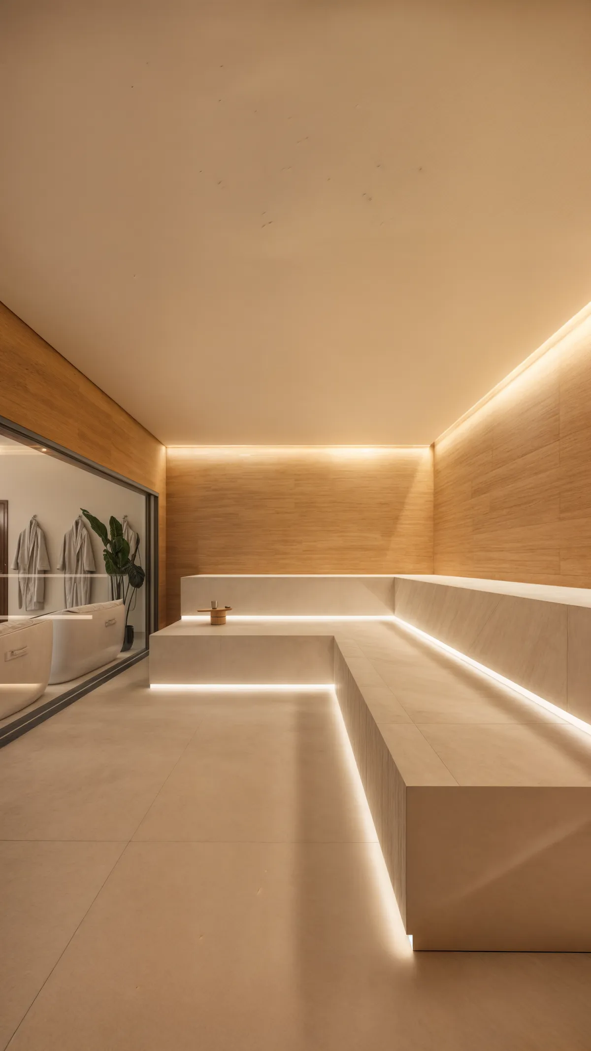 Sauna vapor. Perspectiva ilustrada.
